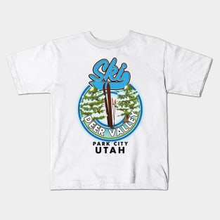 Deer Valley Park City Utah Ski logo Kids T-Shirt